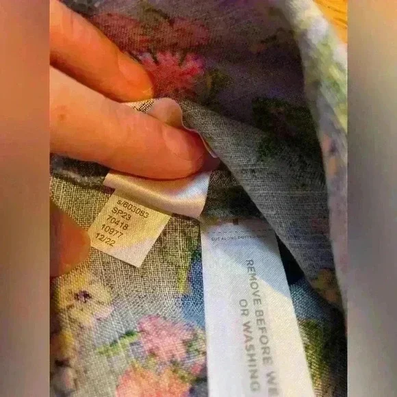 LOFT Blue Floral Babydoll Mini Dress Puff Sleeve Women’s Size 8 Linen Blend NWT - Picture 8 of 12